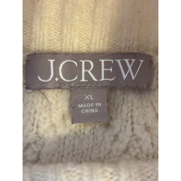 J Crew Ivory Cable Knit Mock Neck Sweater Merino Wool Blend Alpaca Pullover - Picture 8 of 11